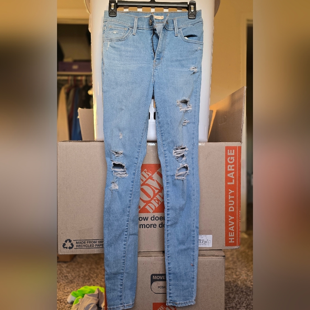 Levi's Light Blue Distressed Skinny Jeans